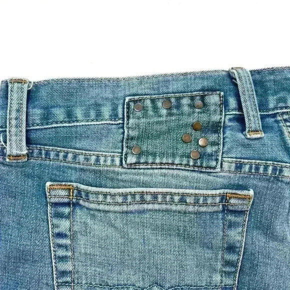 Lucky Brand Retro Faded Patchwork Whisker Frayed Denim Jean Shorts Size 4/27 - Picture 7 of 14